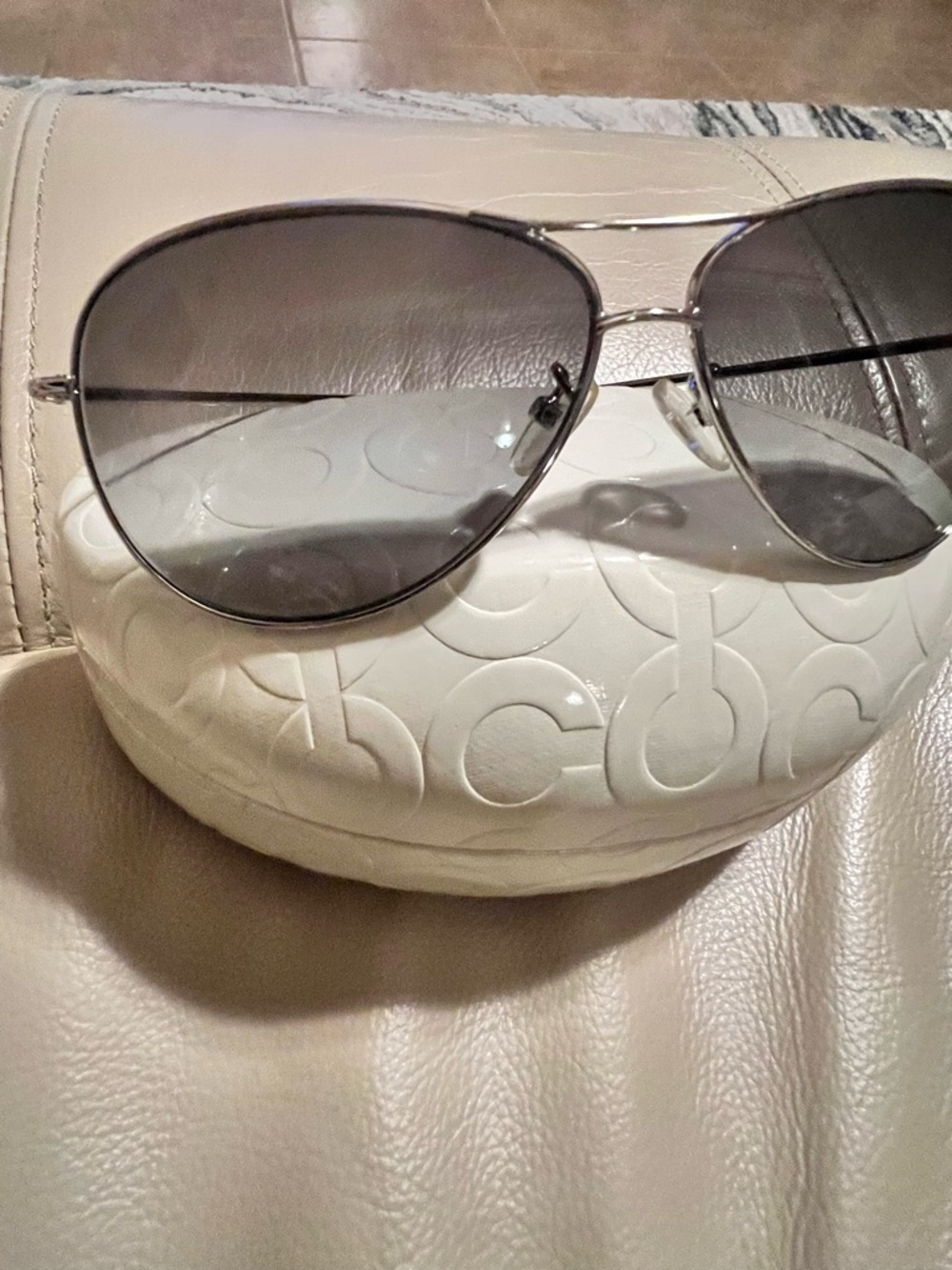 COACH Women's Aviator Sunglasses in Brown and Gold - Picture 6 of 7